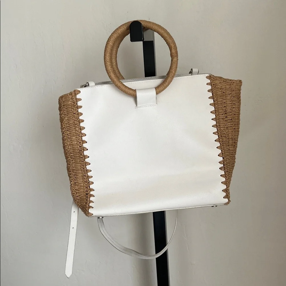 Zara White Crossbody Circle Handle Bag Boho - Picture 4 of 12